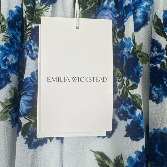 EMILIA WICKSTEAD Blue Flower Bouquet Elanda Crepe Georgette Dress - Picture 8 of 12